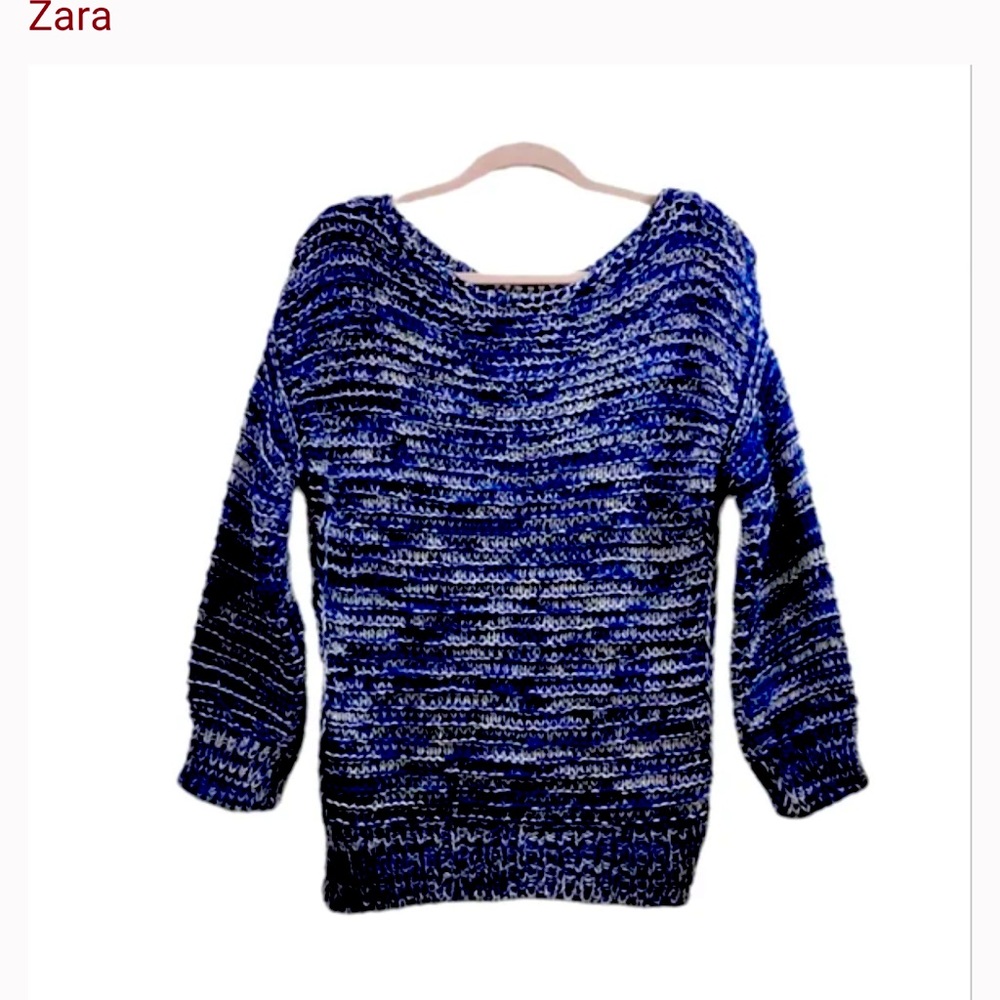 Zara Knit Chunky Cable Knit Blue Sweater sz. Med.